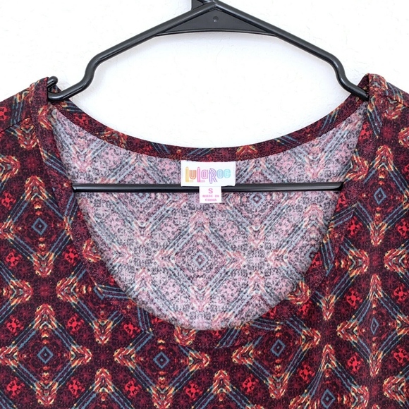 LuLaRoe Red Yellow Diamond Print Nicole Dress - Picture 2 of 8